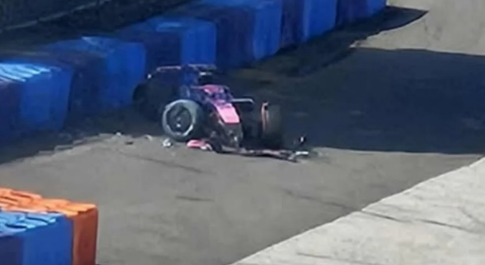 Franco Colapinto sort de piste lors des essais Pirelli au Hungaroring